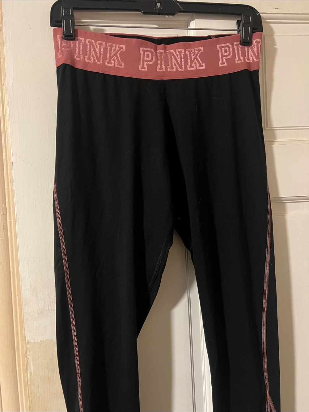 PINK Victoria's Secret Black Leggings with Pink Branded Waistband